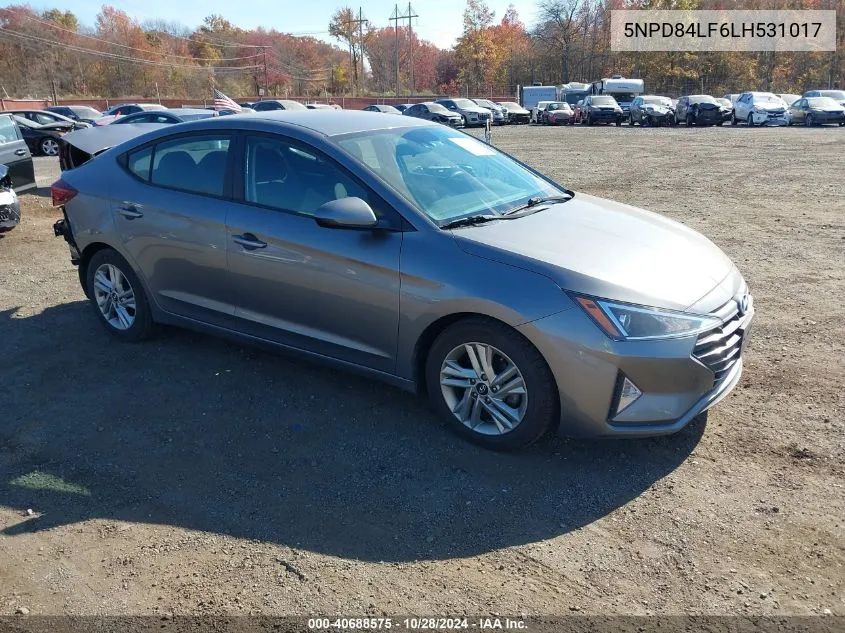 2020 Hyundai Elantra Sel VIN: 5NPD84LF6LH531017 Lot: 40688575