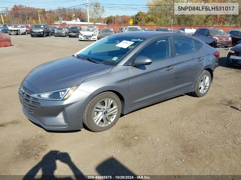 2020 Hyundai Elantra Sel VIN: 5NPD84LF6LH531017 Lot: 40688575