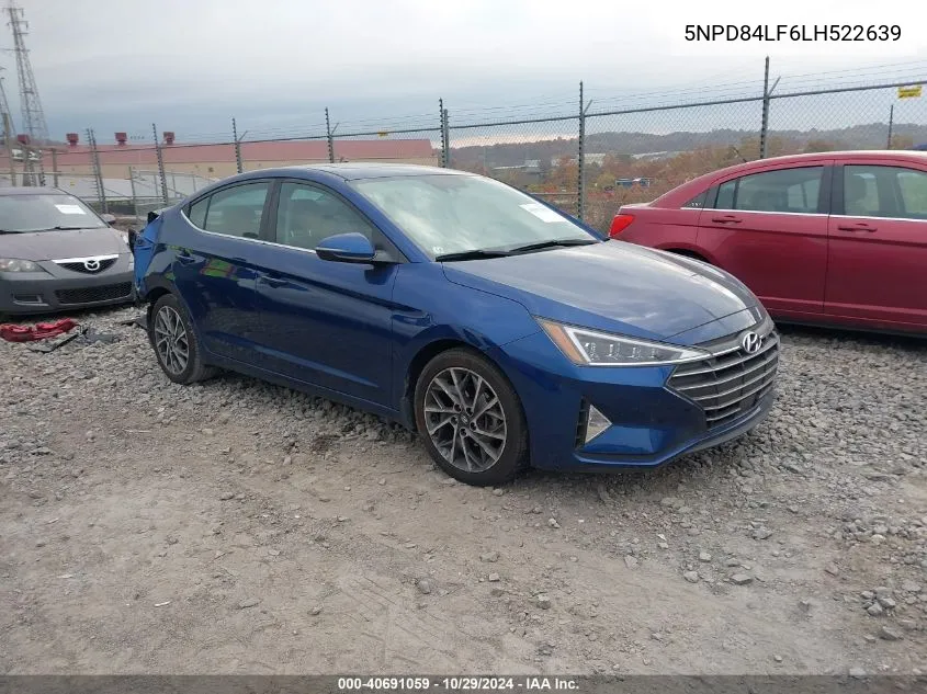 2020 Hyundai Elantra Limited VIN: 5NPD84LF6LH522639 Lot: 40691059