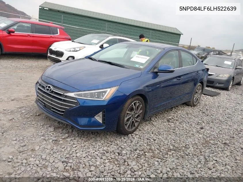 2020 Hyundai Elantra Limited VIN: 5NPD84LF6LH522639 Lot: 40691059