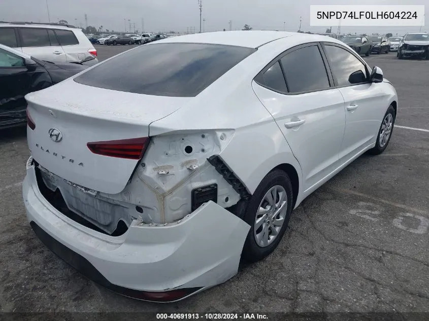 5NPD74LF0LH604224 2020 Hyundai Elantra Se