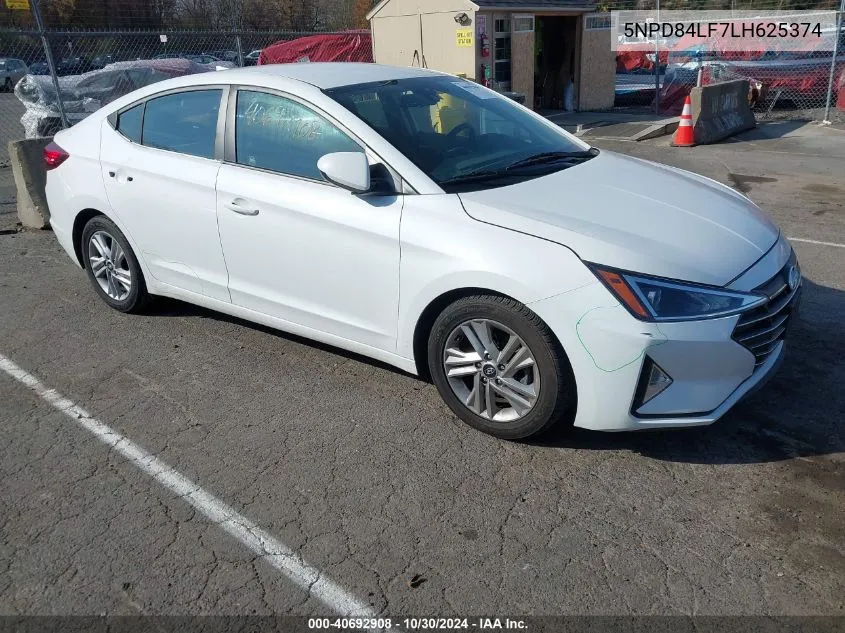 2020 Hyundai Elantra Sel VIN: 5NPD84LF7LH625374 Lot: 40692908