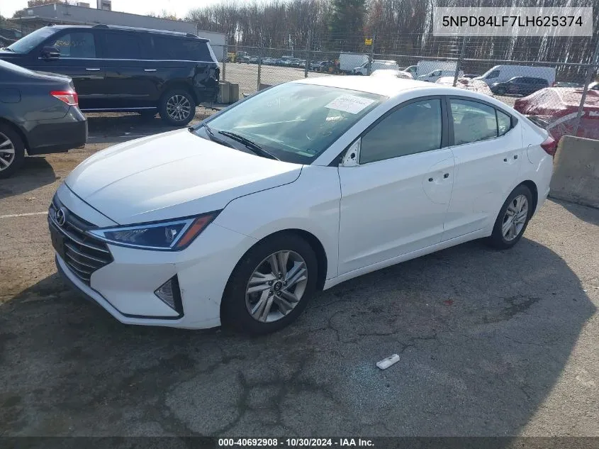 2020 Hyundai Elantra Sel VIN: 5NPD84LF7LH625374 Lot: 40692908