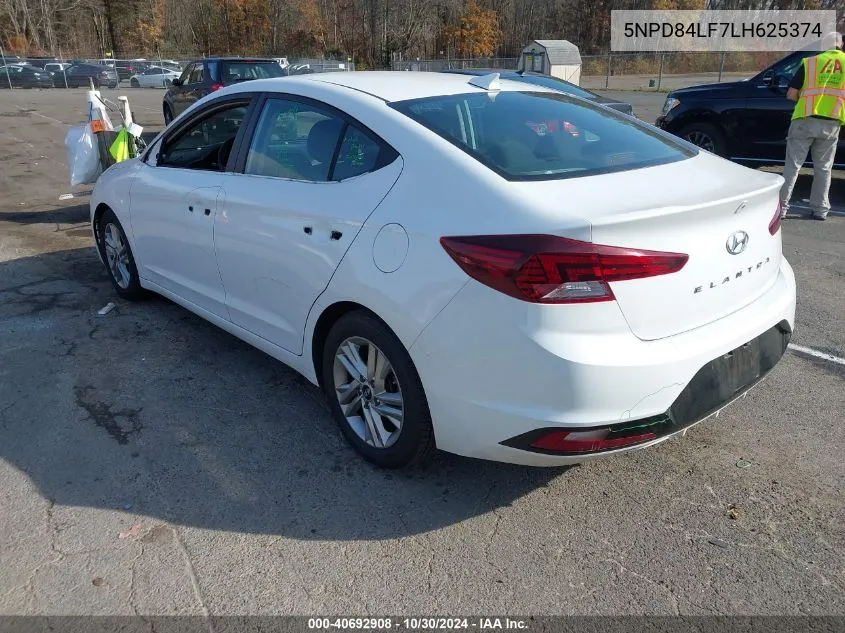 2020 Hyundai Elantra Sel VIN: 5NPD84LF7LH625374 Lot: 40692908