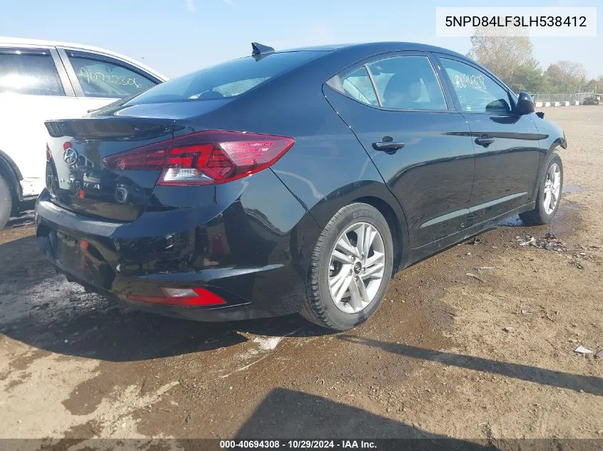 2020 Hyundai Elantra Sel VIN: 5NPD84LF3LH538412 Lot: 40694308