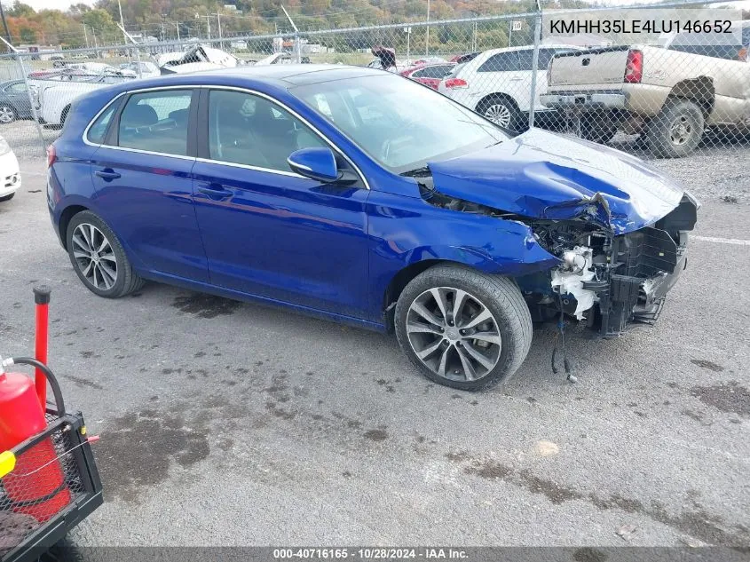 2020 Hyundai Elantra Gt VIN: KMHH35LE4LU146652 Lot: 40716165