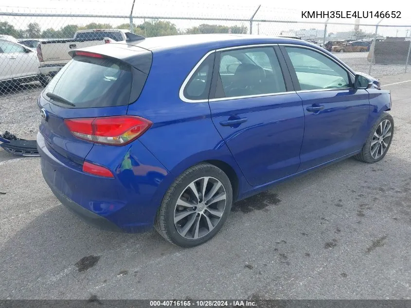 2020 Hyundai Elantra Gt VIN: KMHH35LE4LU146652 Lot: 40716165