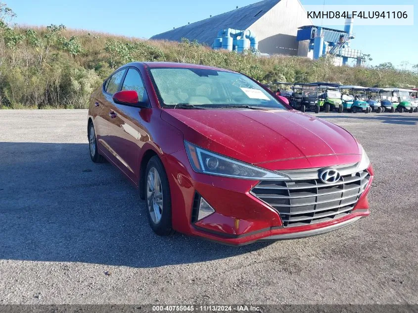 2020 Hyundai Elantra Sel VIN: KMHD84LF4LU941106 Lot: 40755045