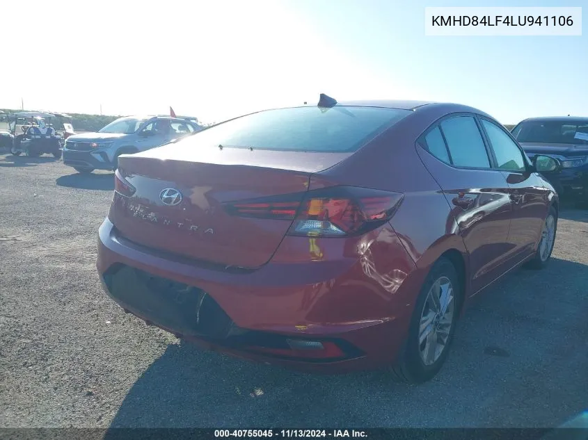 2020 Hyundai Elantra Sel VIN: KMHD84LF4LU941106 Lot: 40755045