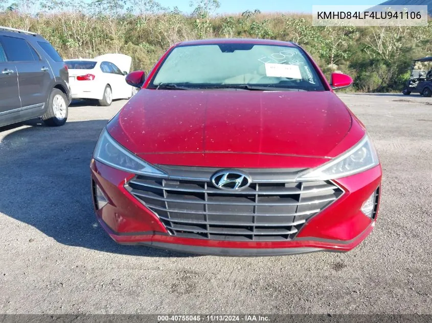 2020 Hyundai Elantra Sel VIN: KMHD84LF4LU941106 Lot: 40755045