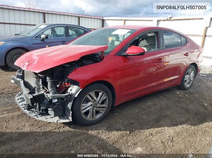 2020 Hyundai Elantra Sel VIN: 5NPD84LF0LH507005 Lot: 40808365