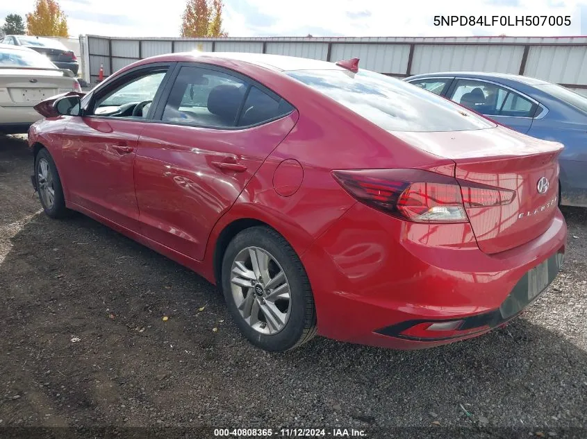 2020 Hyundai Elantra Sel VIN: 5NPD84LF0LH507005 Lot: 40808365