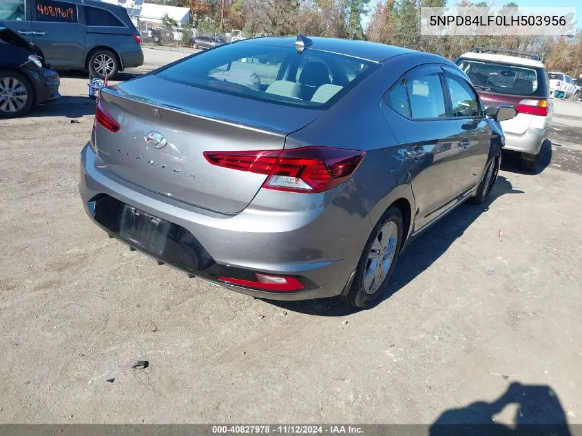 2020 Hyundai Elantra Sel VIN: 5NPD84LF0LH503956 Lot: 40827978