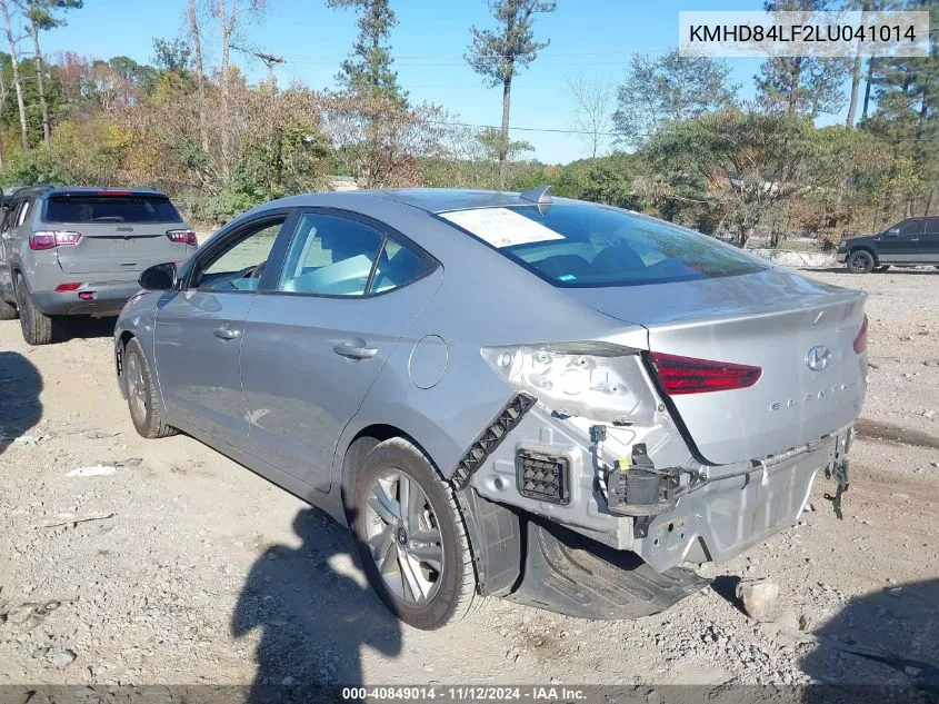 2020 Hyundai Elantra Sel VIN: KMHD84LF2LU041014 Lot: 40849014