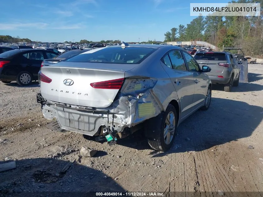 2020 Hyundai Elantra Sel VIN: KMHD84LF2LU041014 Lot: 40849014