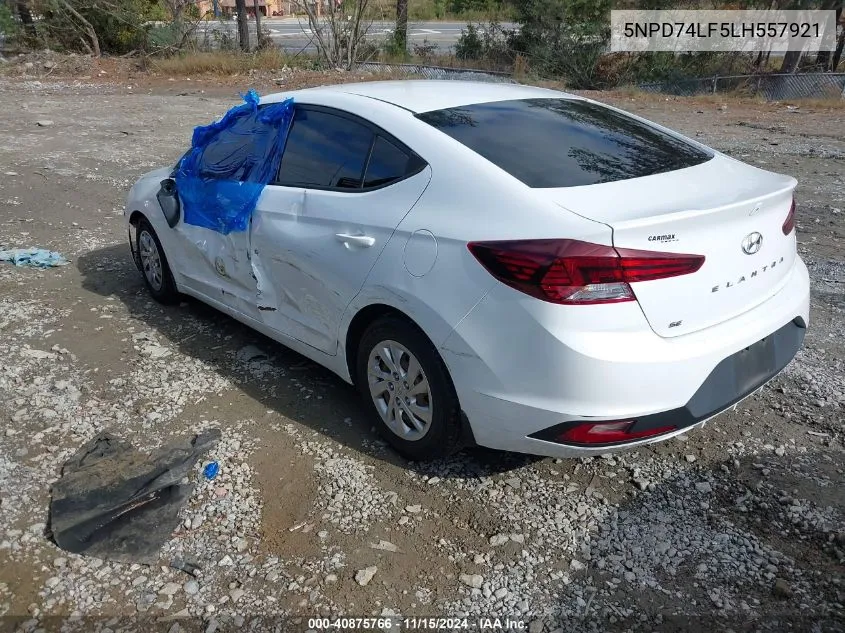 2020 Hyundai Elantra Se VIN: 5NPD74LF5LH557921 Lot: 40875766