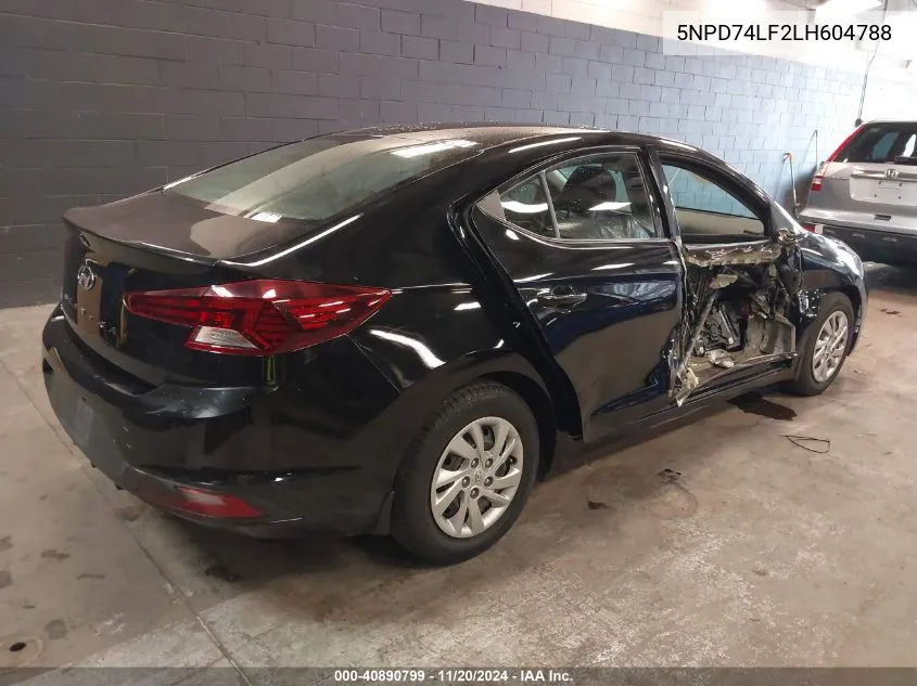 2020 Hyundai Elantra Se VIN: 5NPD74LF2LH604788 Lot: 40890799