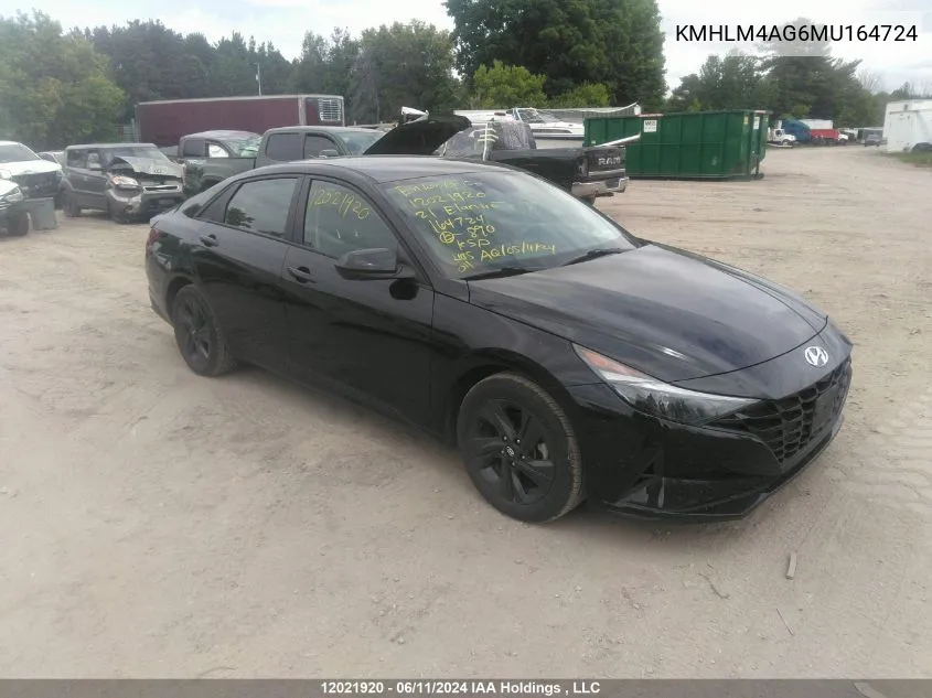 2021 Hyundai Elantra Sel VIN: KMHLM4AG6MU164724 Lot: 12021920