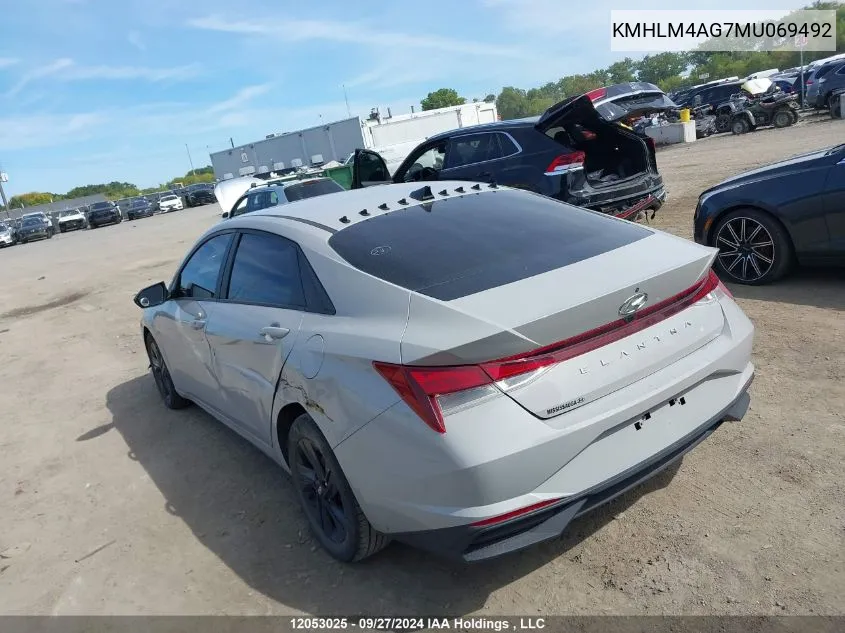 2021 Hyundai Elantra VIN: KMHLM4AG7MU069492 Lot: 12053025