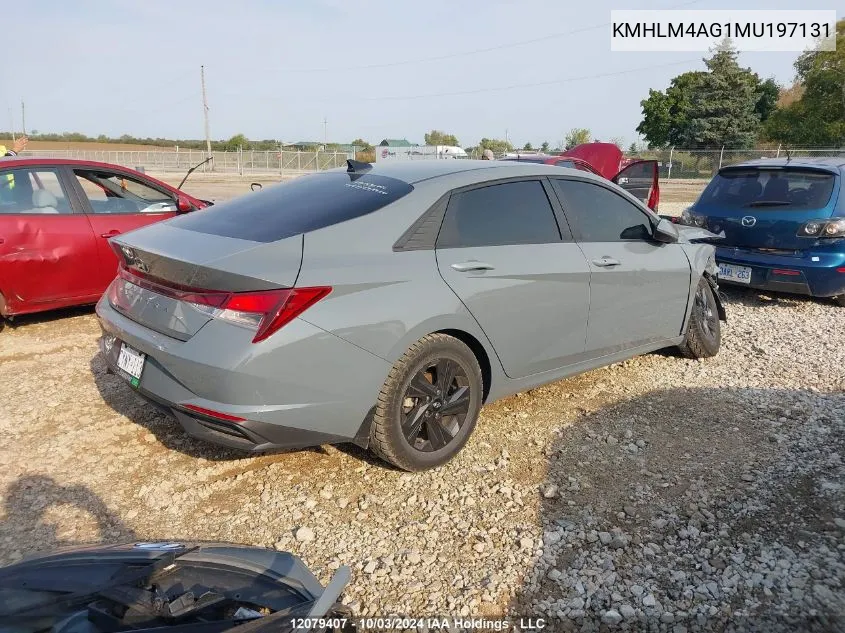 2021 Hyundai Elantra Preferred Ivt With Sun And Tech Package VIN: KMHLM4AG1MU197131 Lot: 12079407