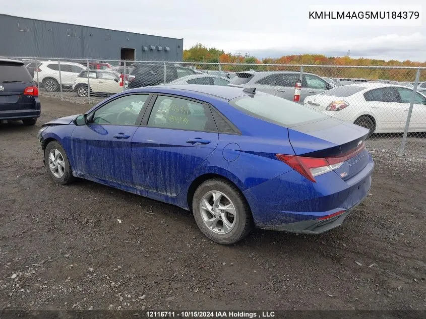 2021 Hyundai Elantra Preferred Ivt VIN: KMHLM4AG5MU184379 Lot: 12116711