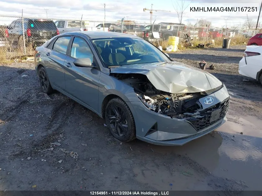 2021 Hyundai Elantra Sel VIN: KMHLM4AG4MU167251 Lot: 12154951