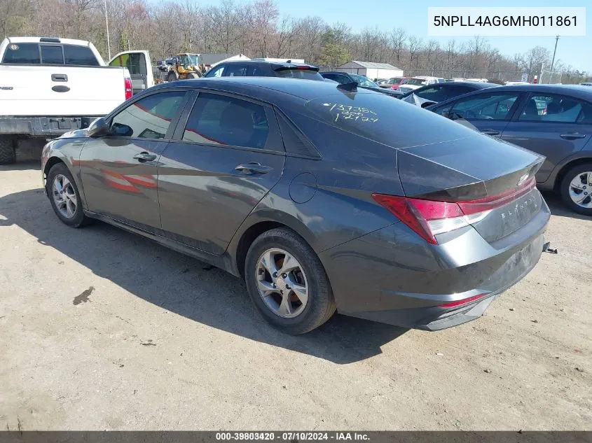 2021 Hyundai Elantra Se VIN: 5NPLL4AG6MH011861 Lot: 39803420