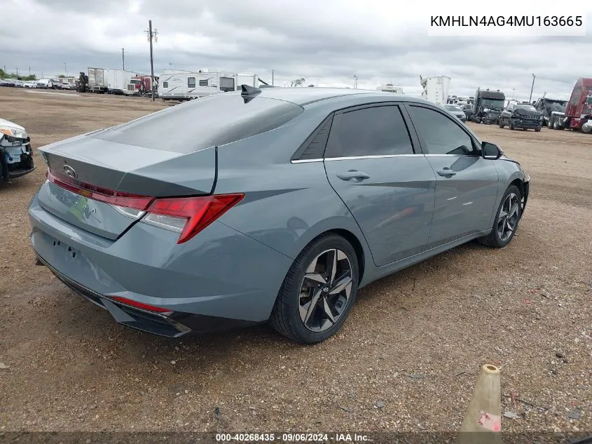 2021 Hyundai Elantra Sel VIN: KMHLN4AG4MU163665 Lot: 40268435