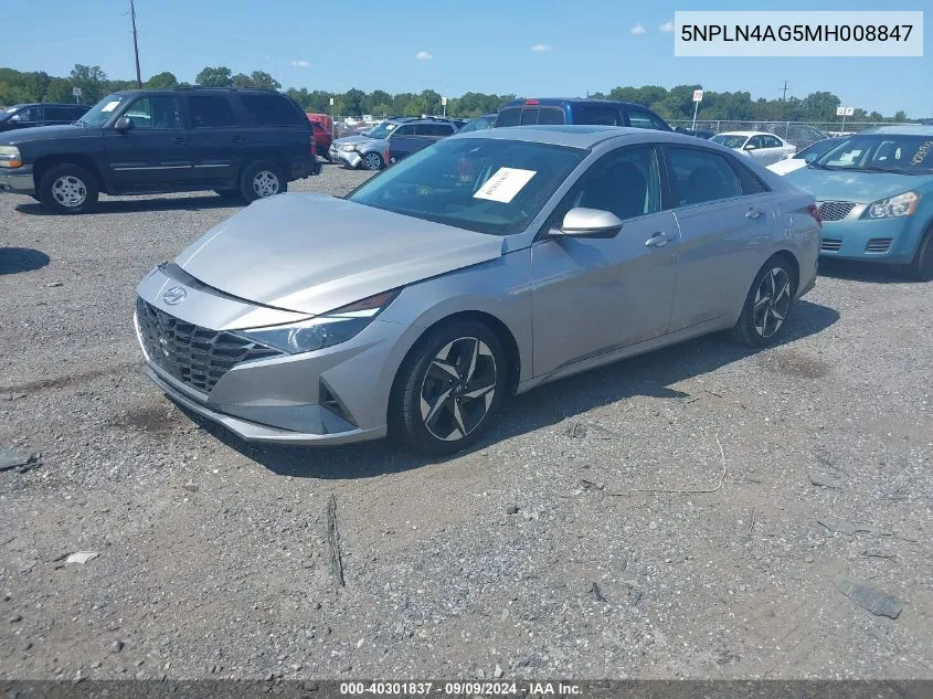 2021 Hyundai Elantra Sel VIN: 5NPLN4AG5MH008847 Lot: 40301837