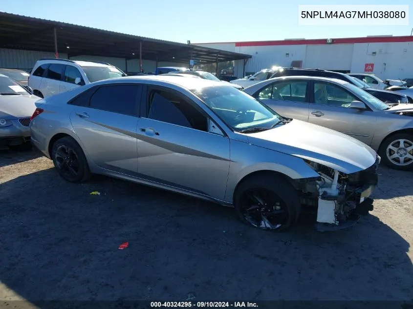 2021 Hyundai Elantra Sel VIN: 5NPLM4AG7MH038080 Lot: 40324295