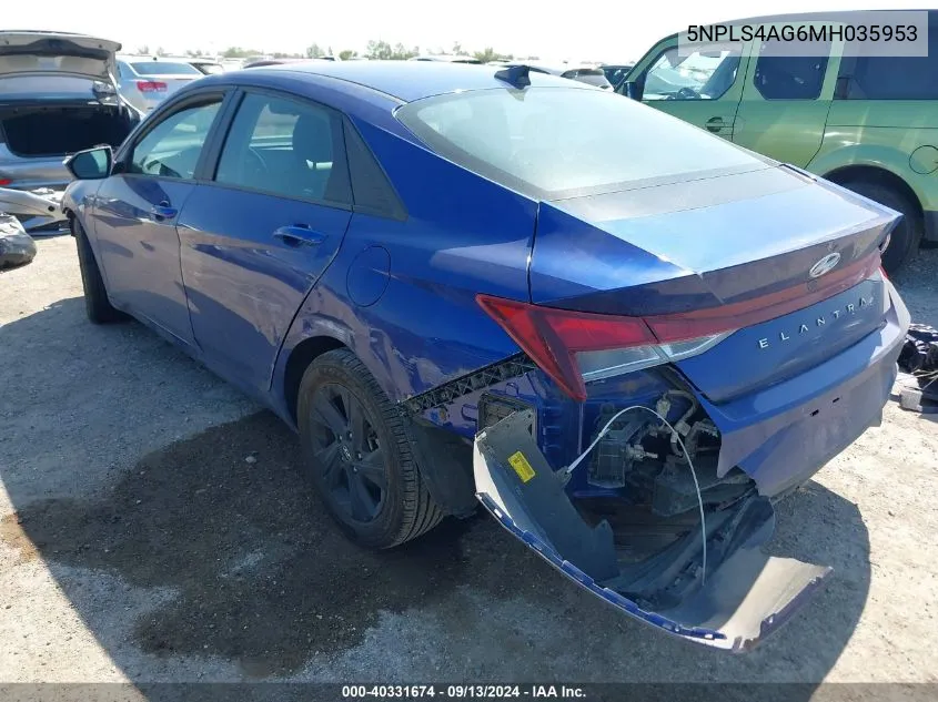 5NPLS4AG6MH035953 2021 Hyundai Elantra Sel