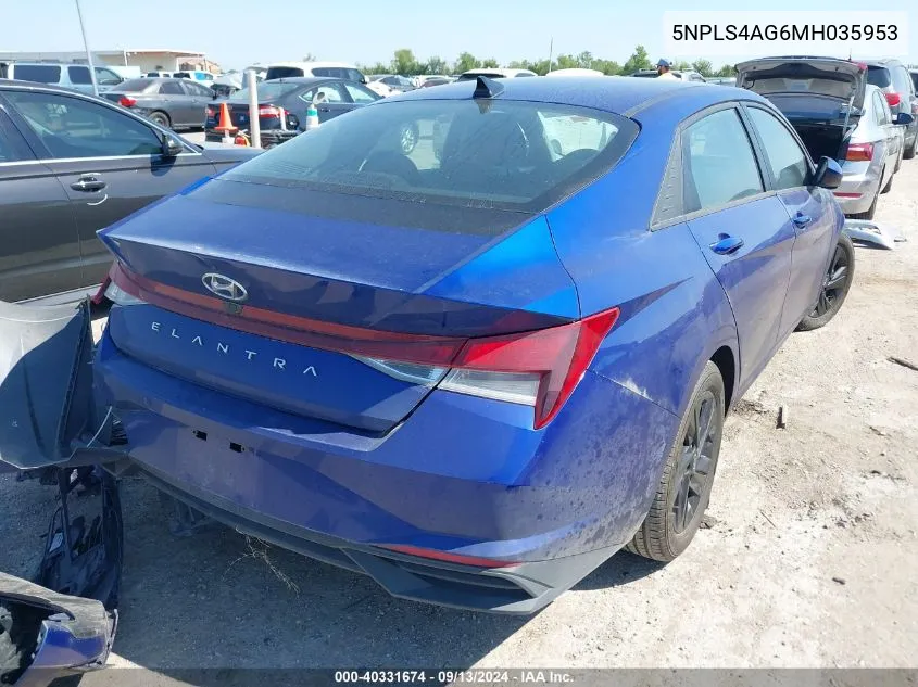 5NPLS4AG6MH035953 2021 Hyundai Elantra Sel