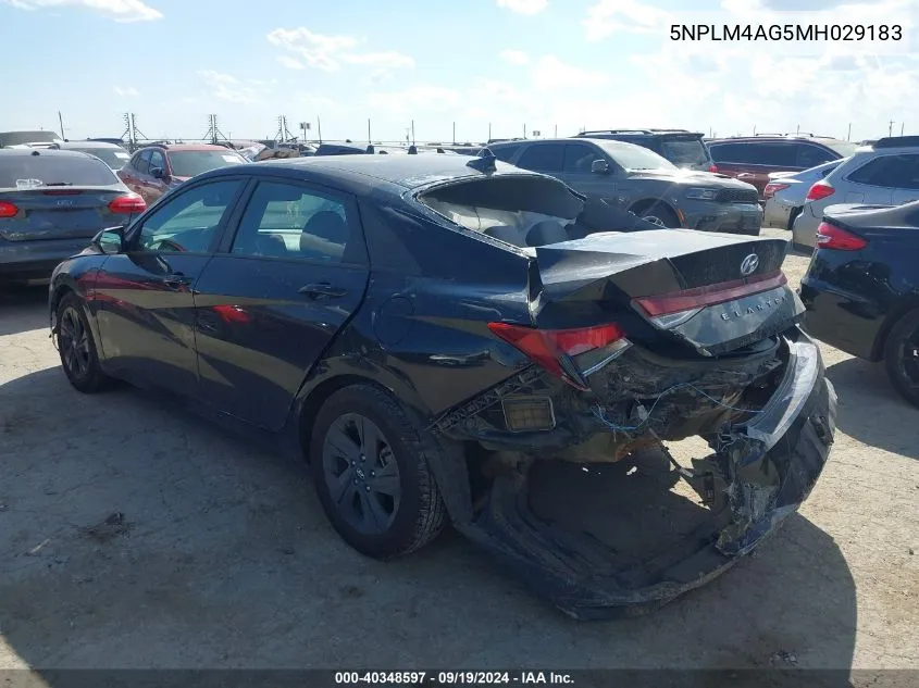 2021 Hyundai Elantra Sel VIN: 5NPLM4AG5MH029183 Lot: 40348597