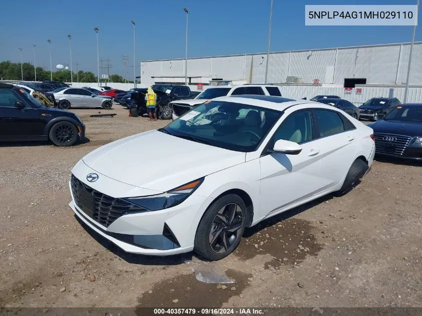 2021 Hyundai Elantra Limited VIN: 5NPLP4AG1MH029110 Lot: 40357479