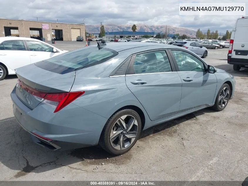 2021 Hyundai Elantra Sel VIN: KMHLN4AG7MU129770 Lot: 40359391