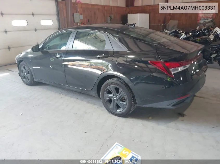 2021 Hyundai Elantra Sel VIN: 5NPLM4AG7MH003331 Lot: 40366382