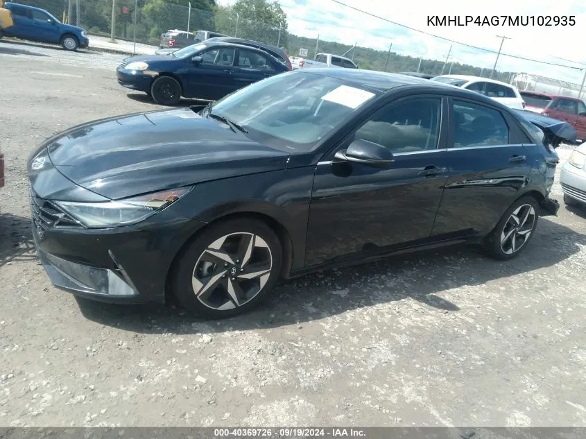 2021 Hyundai Elantra Limited VIN: KMHLP4AG7MU102935 Lot: 40369726