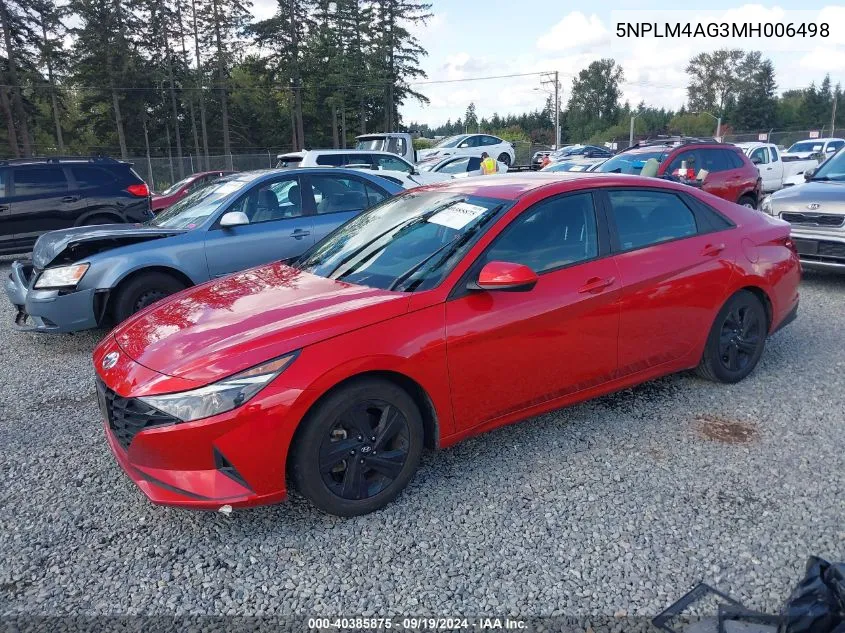 5NPLM4AG3MH006498 2021 Hyundai Elantra Sel