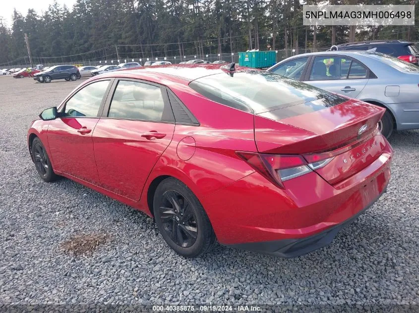 5NPLM4AG3MH006498 2021 Hyundai Elantra Sel