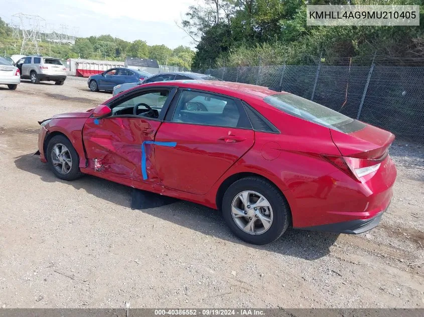 2021 Hyundai Elantra Se VIN: KMHLL4AG9MU210405 Lot: 40386552