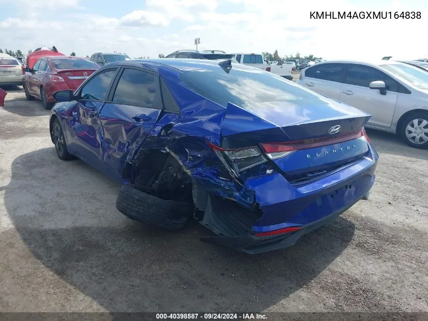 2021 Hyundai Elantra Sel VIN: KMHLM4AGXMU164838 Lot: 40398587