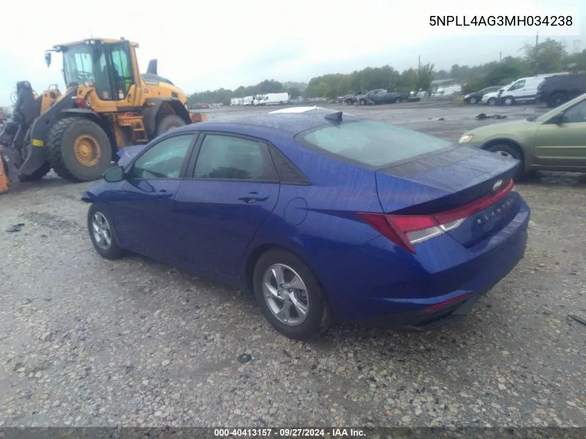 2021 Hyundai Elantra Se VIN: 5NPLL4AG3MH034238 Lot: 40413157