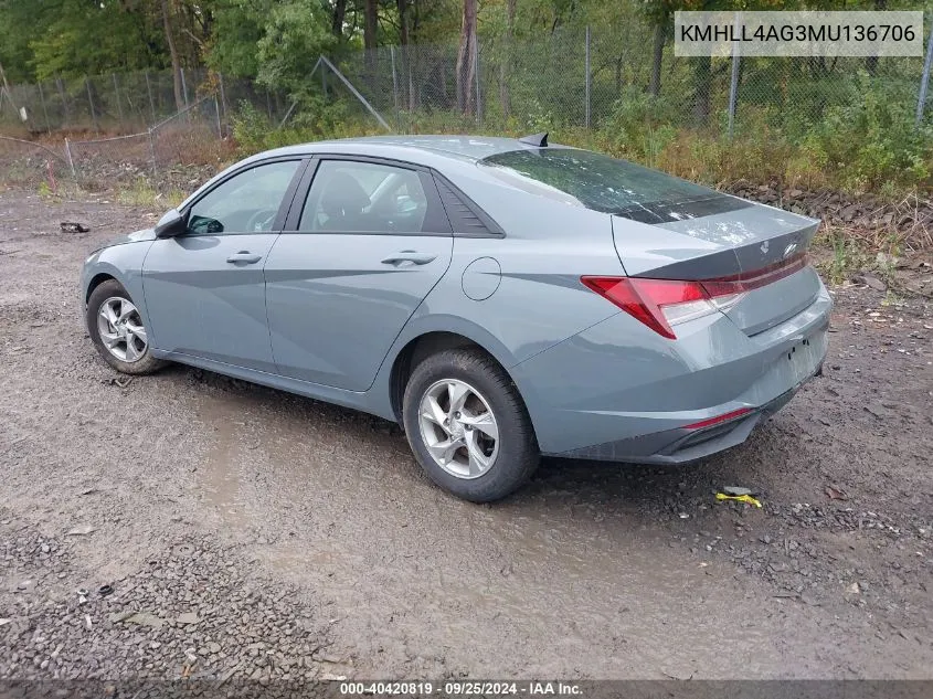 KMHLL4AG3MU136706 2021 Hyundai Elantra Se