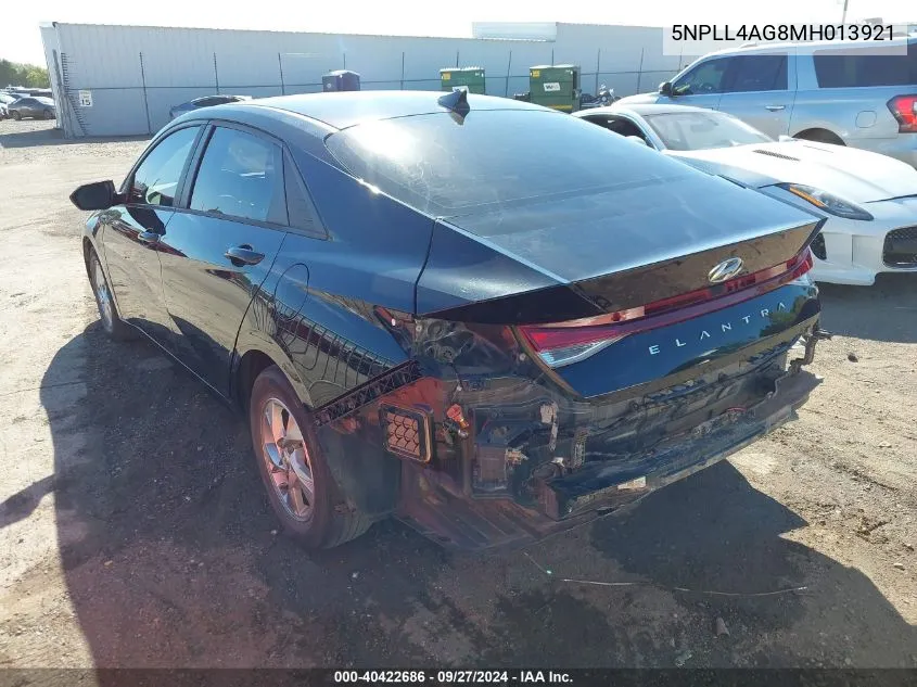 2021 Hyundai Elantra Se VIN: 5NPLL4AG8MH013921 Lot: 40422686