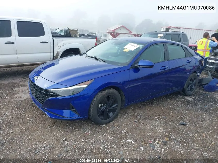 KMHLM4AG1MU070086 2021 Hyundai Elantra Sel