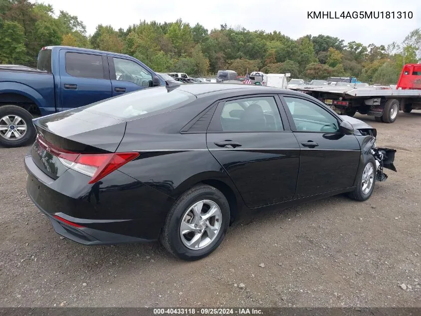 2021 Hyundai Elantra Se VIN: KMHLL4AG5MU181310 Lot: 40433118