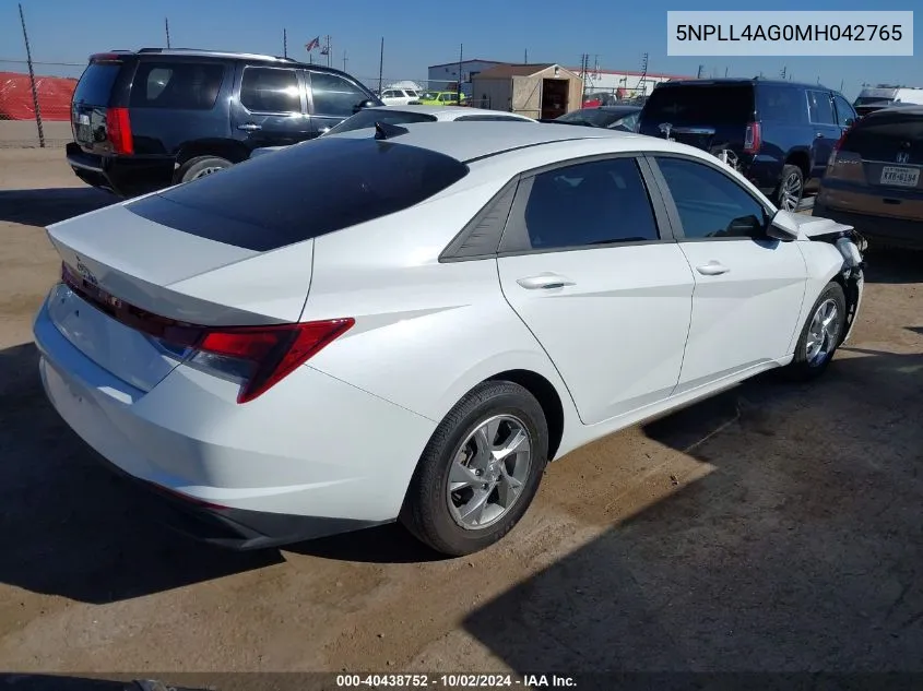 5NPLL4AG0MH042765 2021 Hyundai Elantra Se