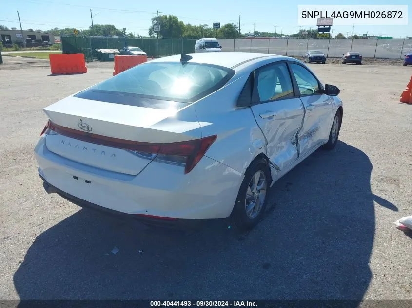 2021 Hyundai Elantra Se VIN: 5NPLL4AG9MH026872 Lot: 40441493