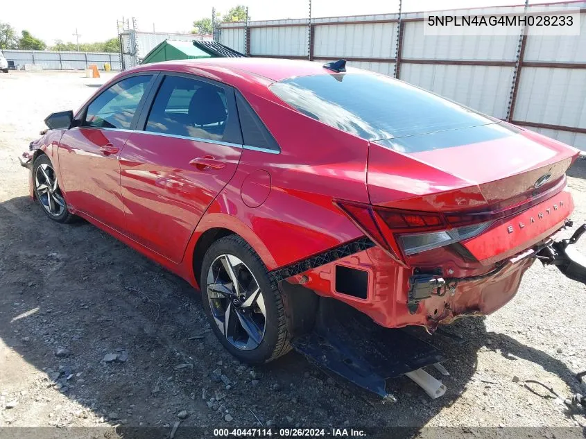 5NPLN4AG4MH028233 2021 Hyundai Elantra Sel