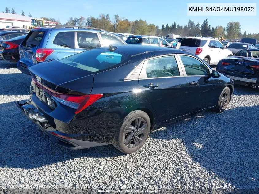 2021 Hyundai Elantra Sel VIN: KMHLS4AG4MU198022 Lot: 40459669